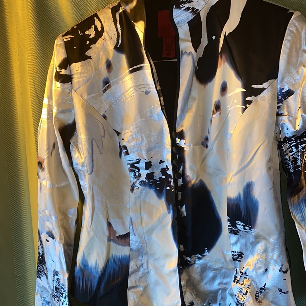 Js Collection Blazer Button Down Black Satin Butt… - image 4